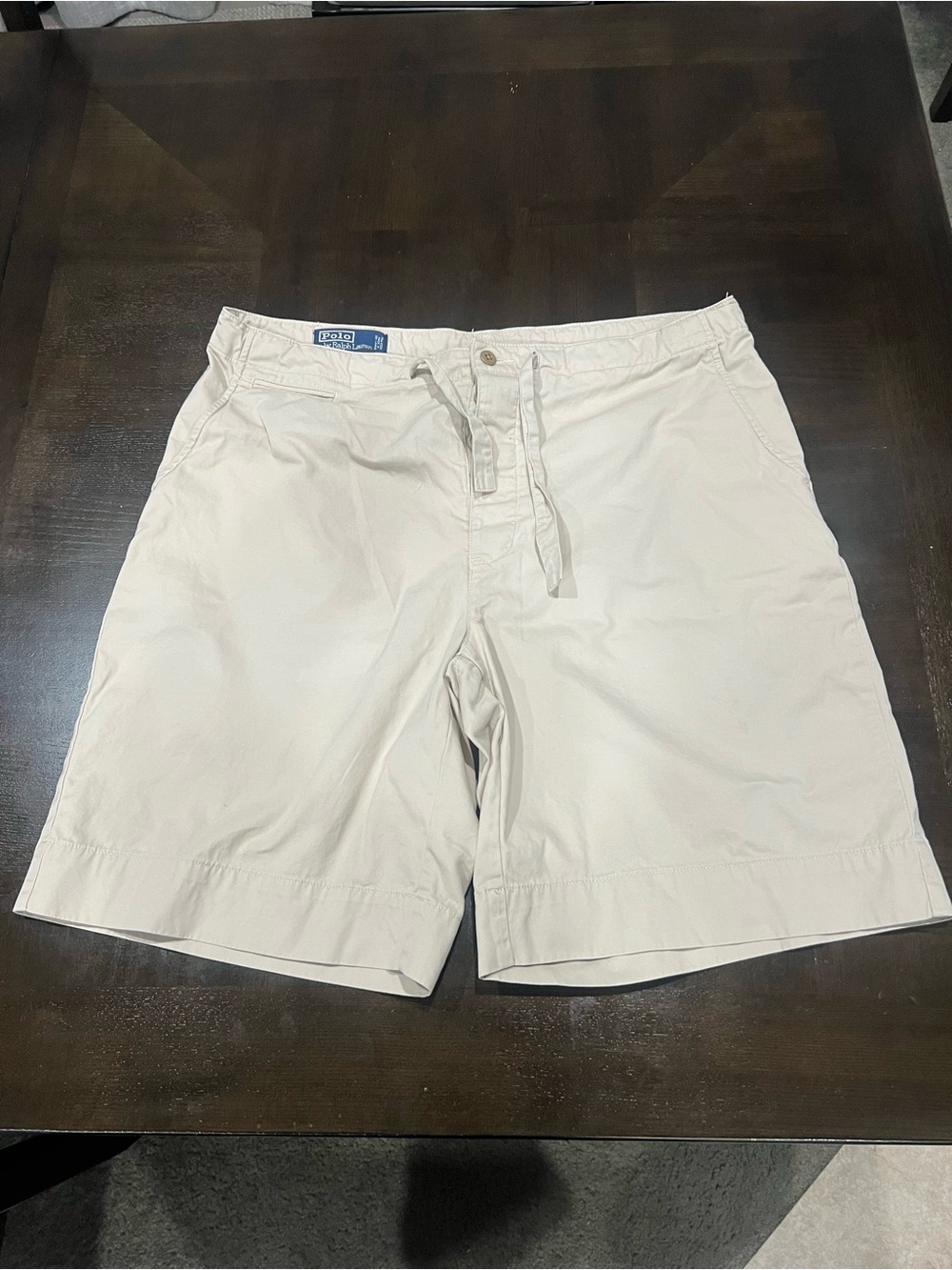 Polo by Ralph Lauren Men's Beige Cotton Chino Shorts Button Pockets Size L